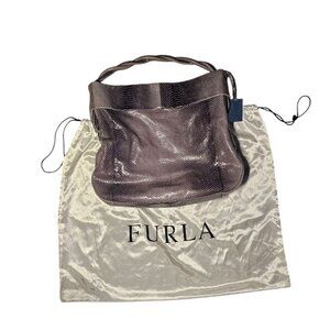 Furla Purse Grey Vintage Genuine Leather Y2K Made In Italy
